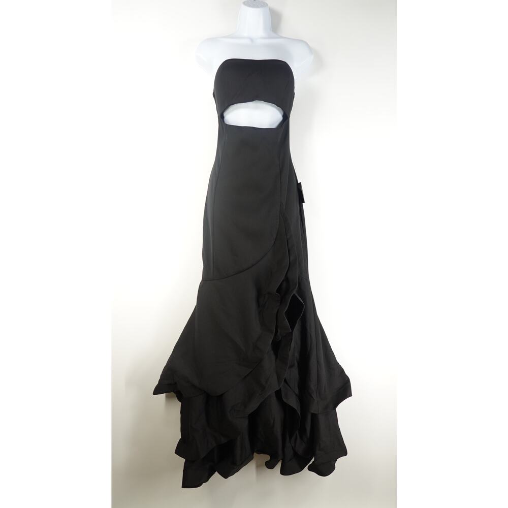 Lulus Dress Women M Fabulous Festivities Black Strapless Ruffled Cutout NEW - Picture 5 of 15